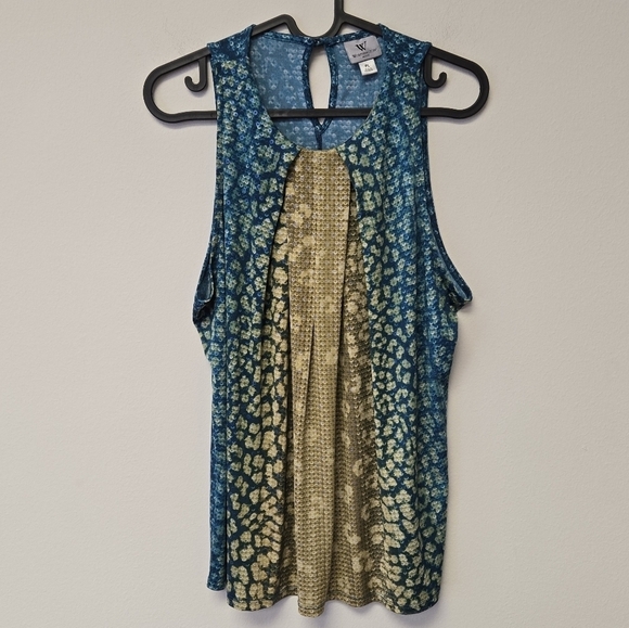 Worthington Petite Disco Snake Top Blue PL - Picture 1 of 7